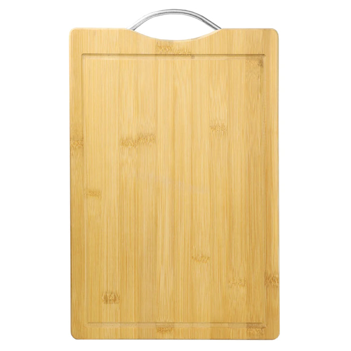 Home Basics Bamboo Cutting Board With Juice Groove And Stainless Steel Handle