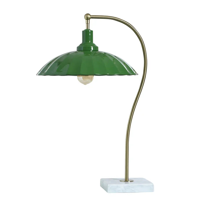 Brass Table Lamp w/Green Shade
