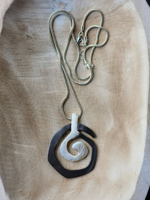 Silver and Black Necklace