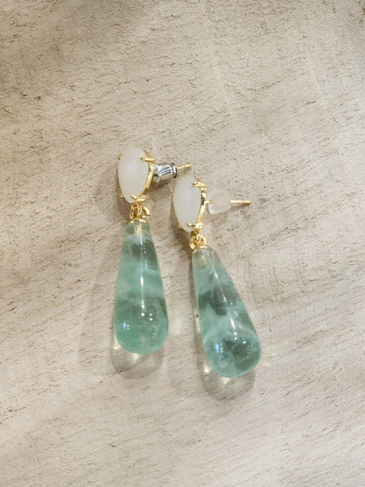 Natural Jade Green Gem Stone Earrings