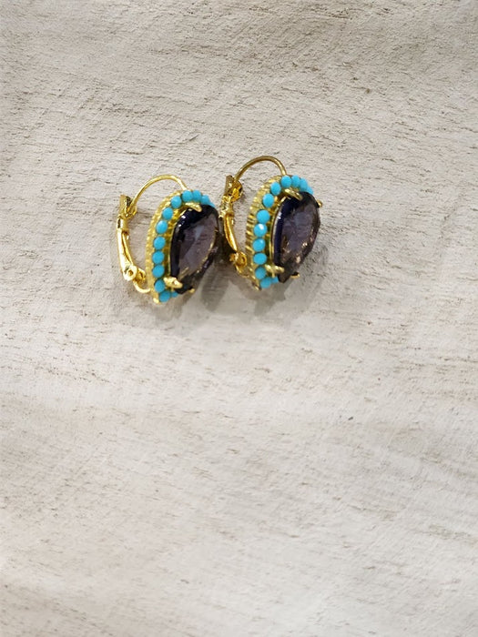 Turquoise and Purple Gem Earring