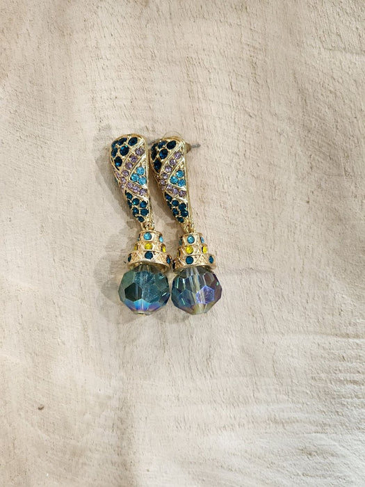 Gold and Turquoise Stone Earrings