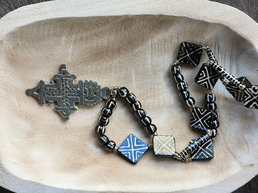Black Handmade Necklace with Print