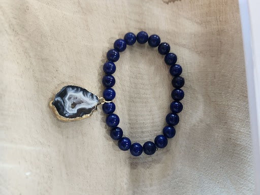 Precious Stone Bracelet Navy with Agate Piece