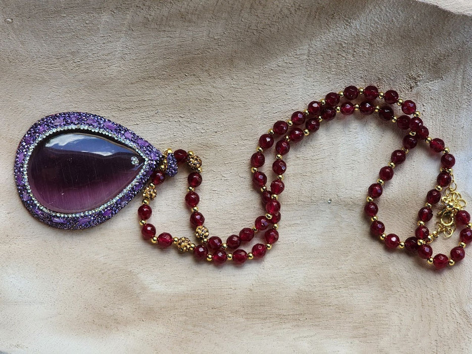 Plum Colored Precious Stone Necklace