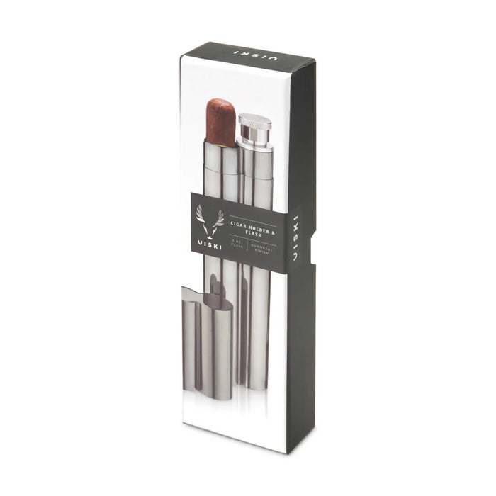 Gunmetal Cigar Holder & Flask