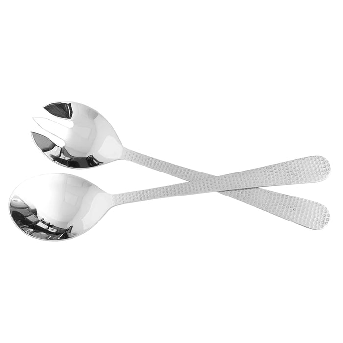 2 Piece Stainless Steel Hosting Serving Set With Hammered Finish Handles