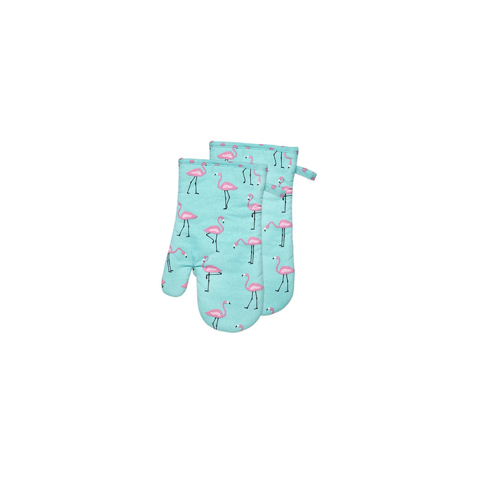 Flamingo Printed Oven Mitt - Set Of 2