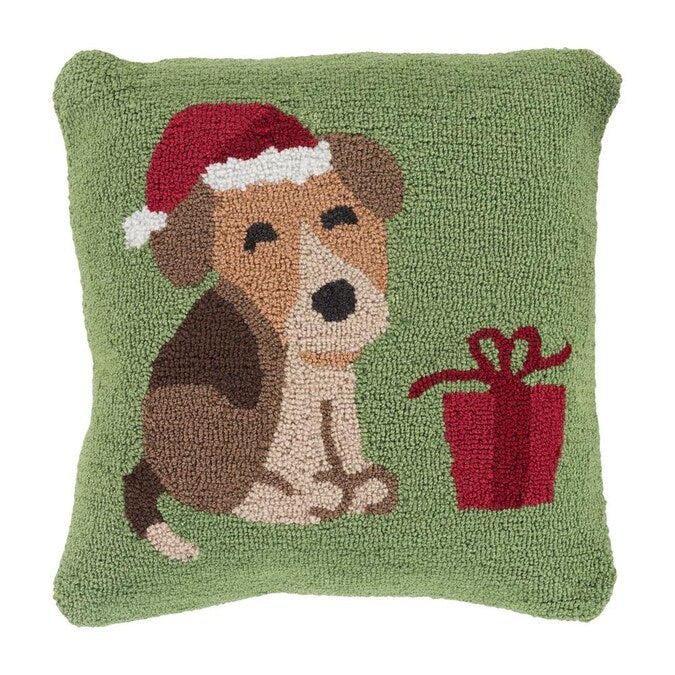 Green Pillow With Puppy And Present