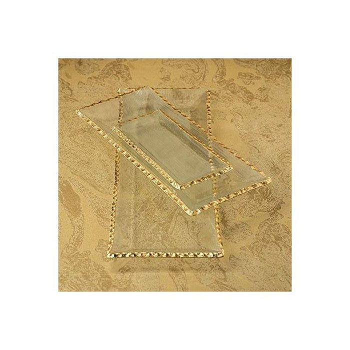 Rectangular Tray With Jagged Gold Rim