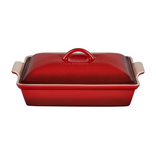Covered Casserole Dish-Cerise