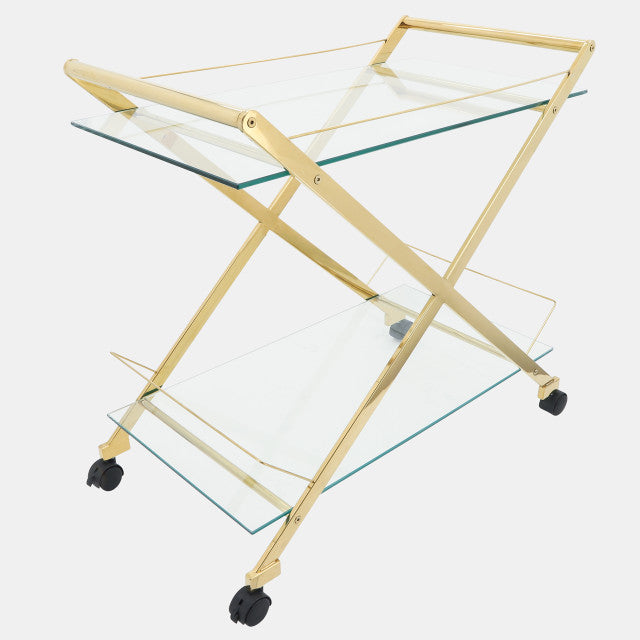 Two Tier 31" Rolling Bar Cart - Gold