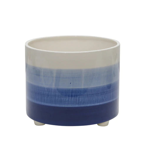 Blue Ceramic Footed Planter