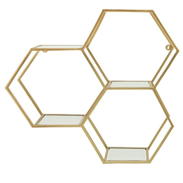 Metal Mirrored Honeycomb Wall Shelf