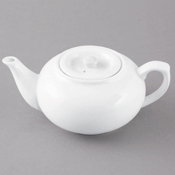Bright White Porcelain Teapot With Sunken Lid