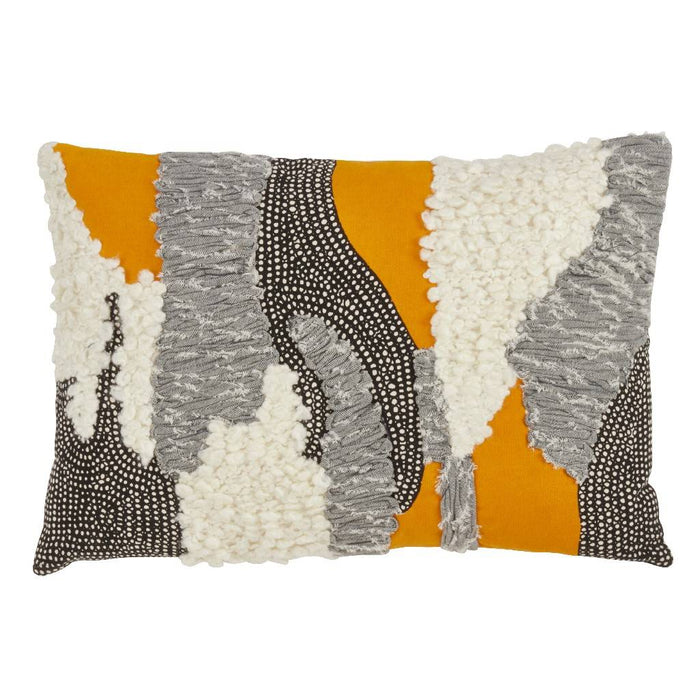 Boucle Yarn Applique Pillow - Down Filled