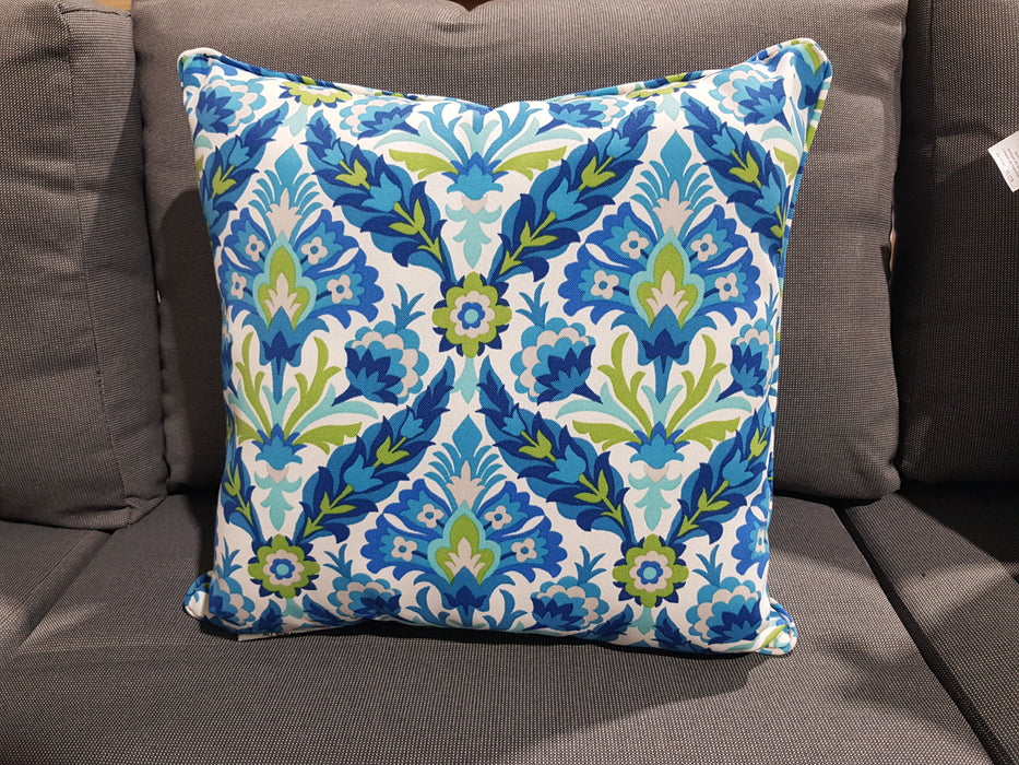 Blue And Green Flower Outdoor Pillow