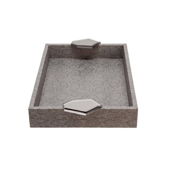 Wood Faux Leather Trays - Grey