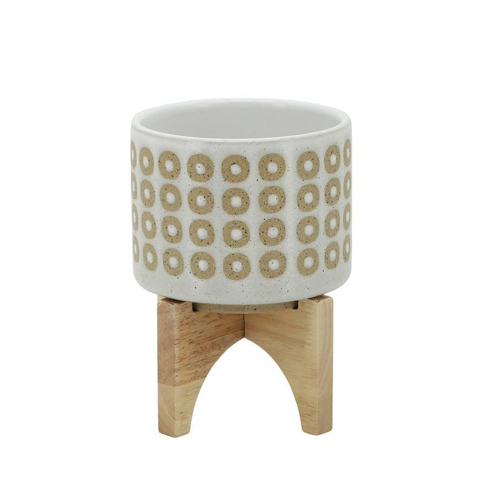 Circles Planter With Stand - White
