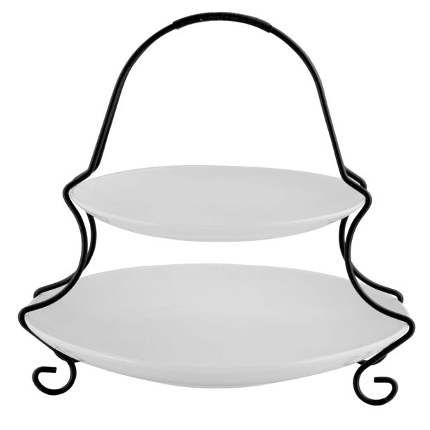 2-Tier Serving Set With Wire Stand