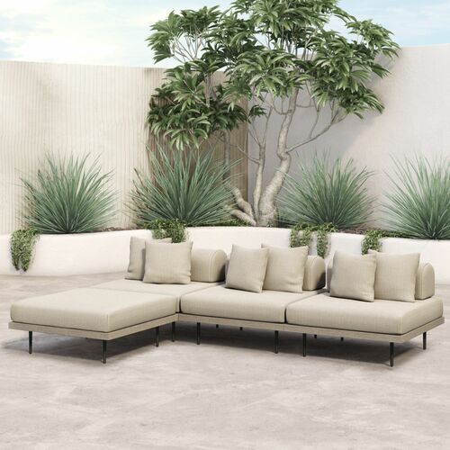 Yves 3-Piece Sectional With Ottoman - Brown / Sand