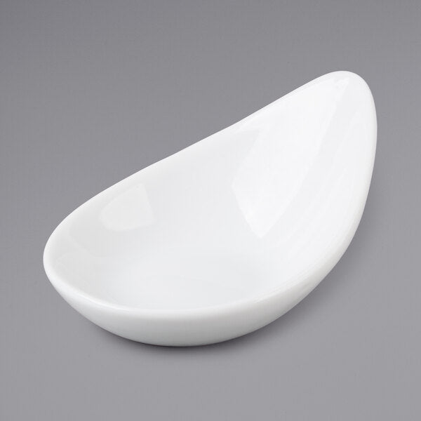 Acopa 2 oz. Bright White Porcelain Slant Appetizer / Tasting Spoon