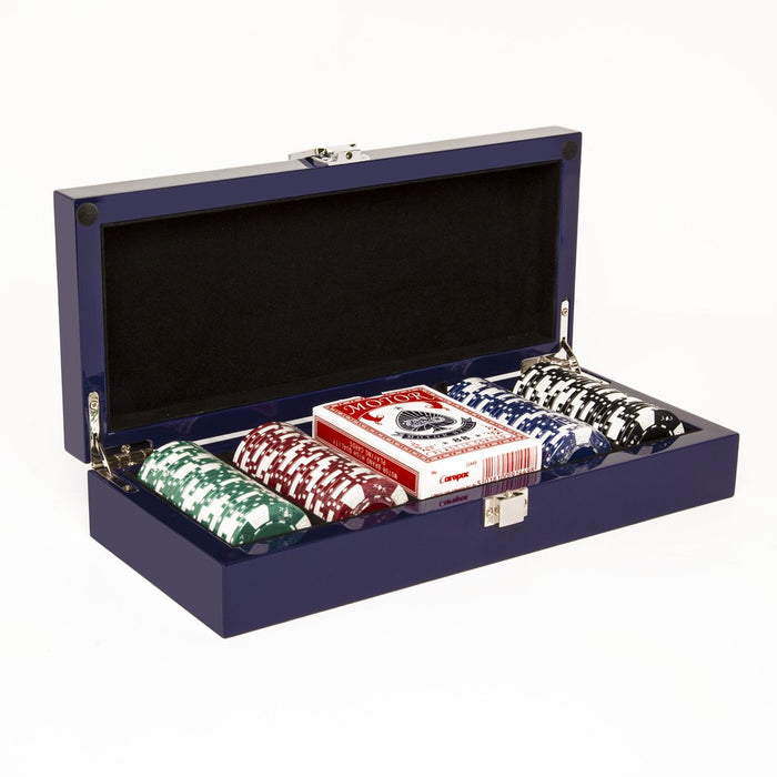 Blue Lacquer Poker Set (100 Chips)