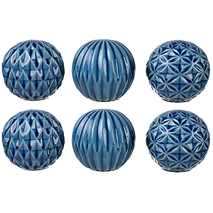 Marbleised Blue Patterned Decorative Balls