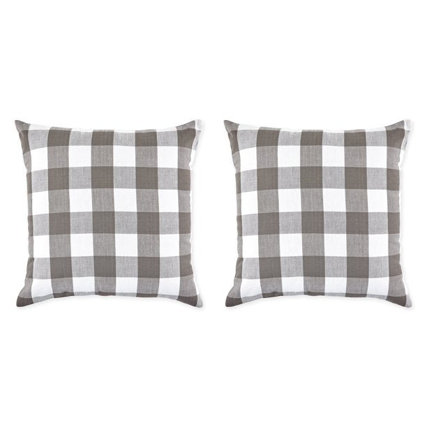 Checkered Grey & White Pillow