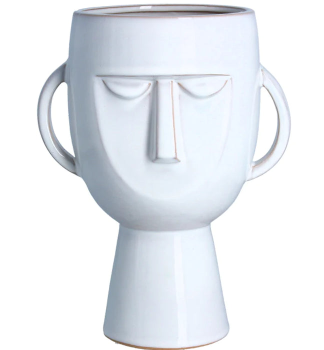 White Ceramic Trophy Head Decorative Vase