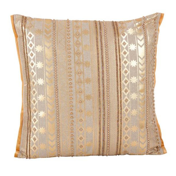Aztec Gold Beaded Poly Pillow