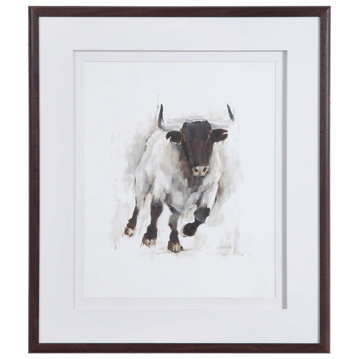 Rustic Bull Framed Print