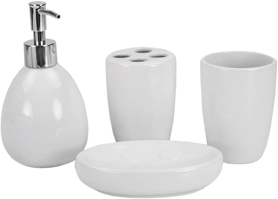 4pc Bath Accessory Set - White