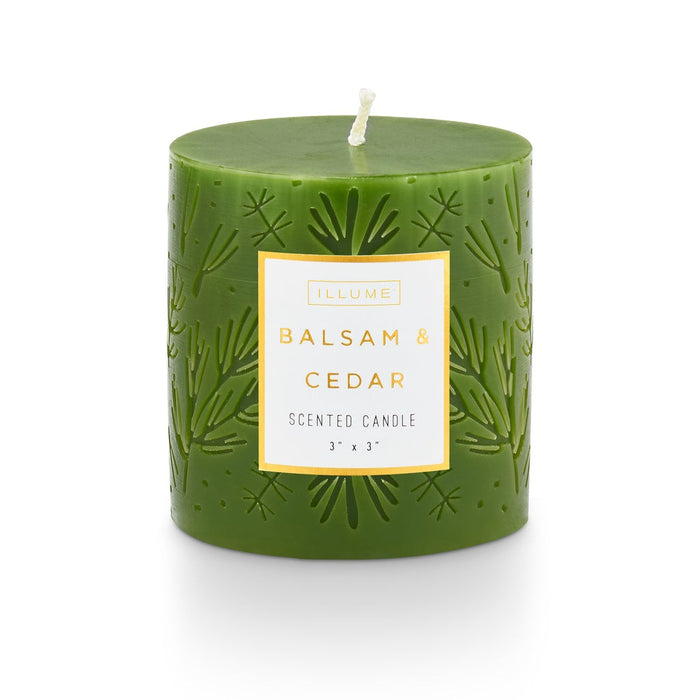 Balsam & Cedar Small Etched Pillar Candle
