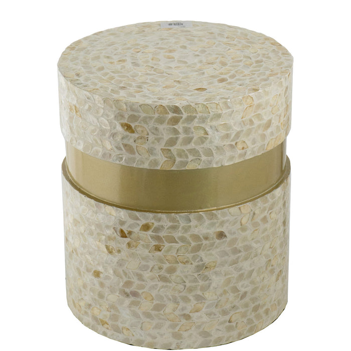 Round Tan And Gold Stool