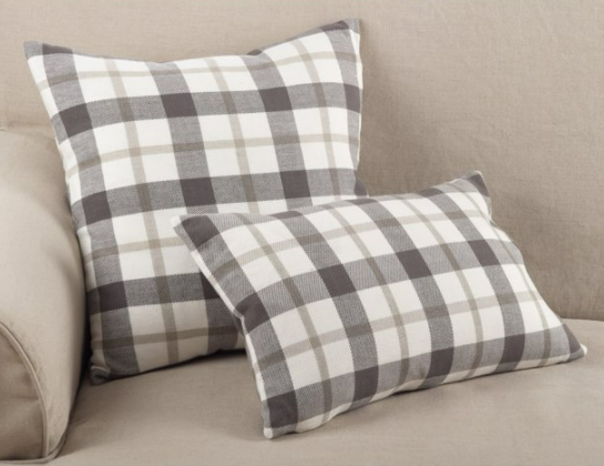 Plaid Grey Pillow - Square
