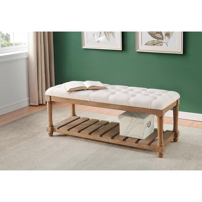 Cream Tufted Top Accent Bench