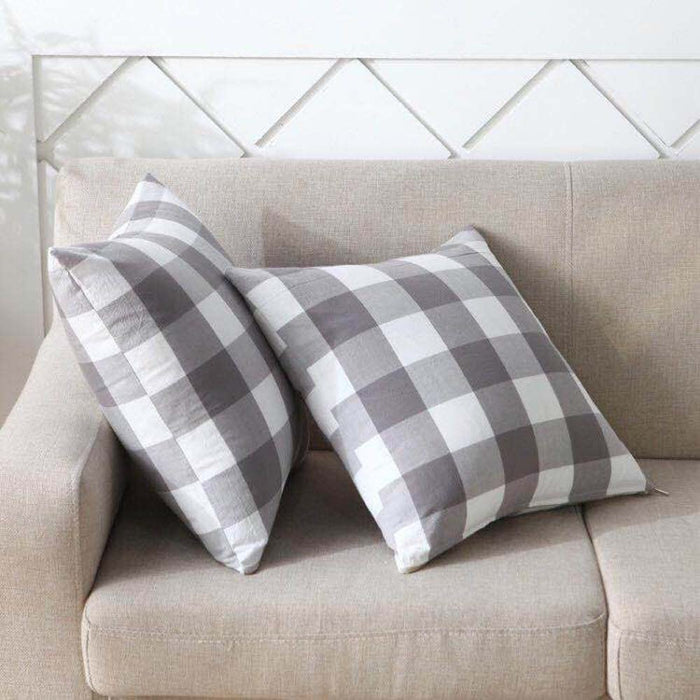 Checkered Grey & White Pillow
