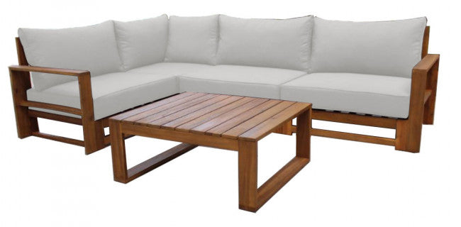 Lyford Acacia Sectional Set With Cushions