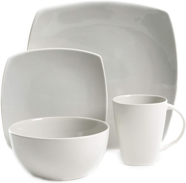 Elite Soho 16-Piece Lounge Bright Square Dinnerware Set