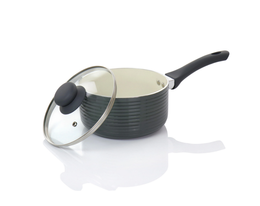 Oster Ridge Valley Aluminum Sauce Pan With Lid - Grey