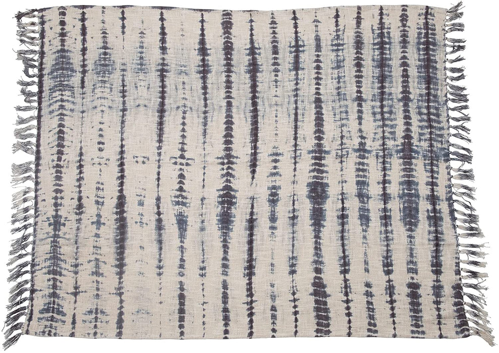Blue And Cream Cotton Throw