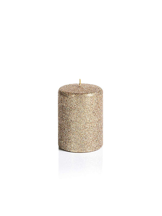 Gold Glitter Pillar Candle