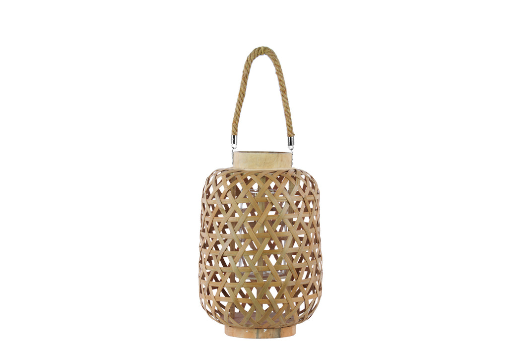 Bamboo Lantern With Criss Cross Cutouts