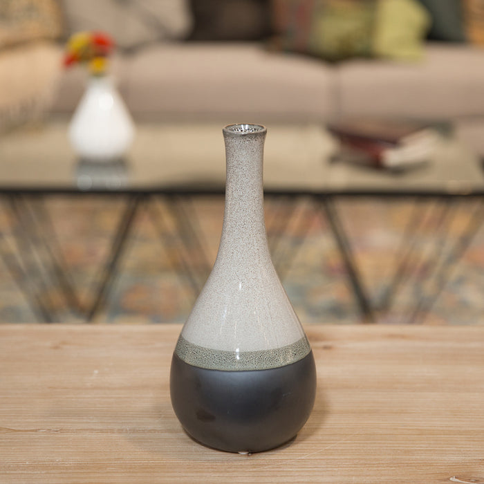 Ceramic Bellied Round Vase With Small Mouth