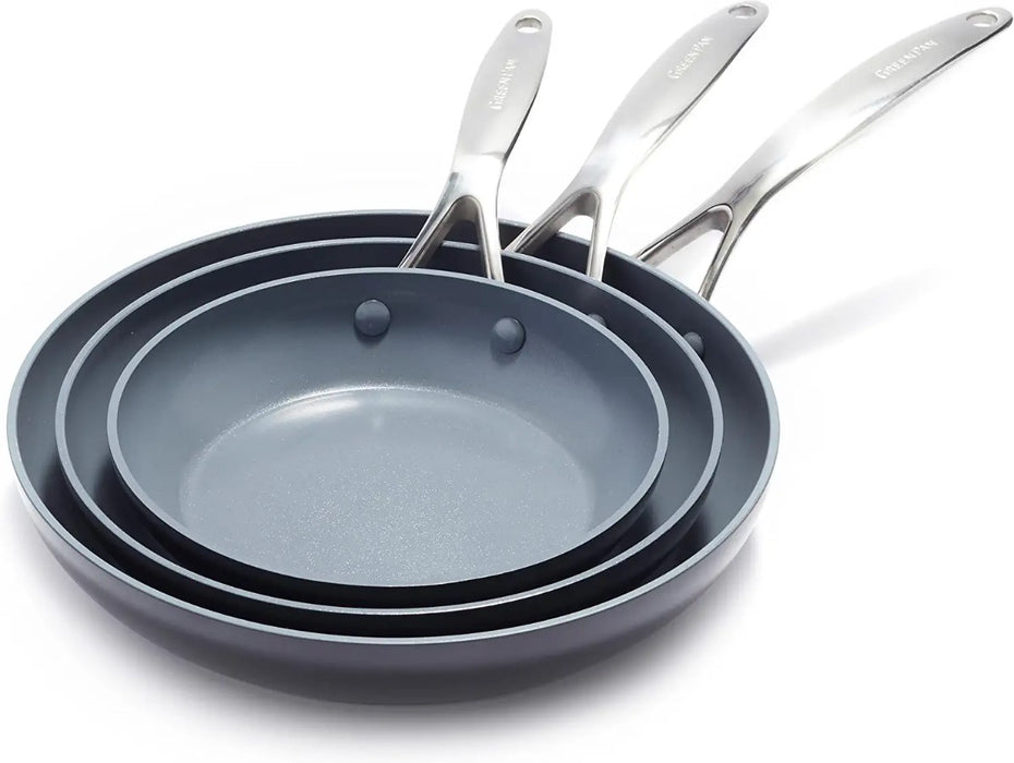 GreenPan Valencia Pro Hard Anodized Induction 3-Piece Frying Pan Skillet Set