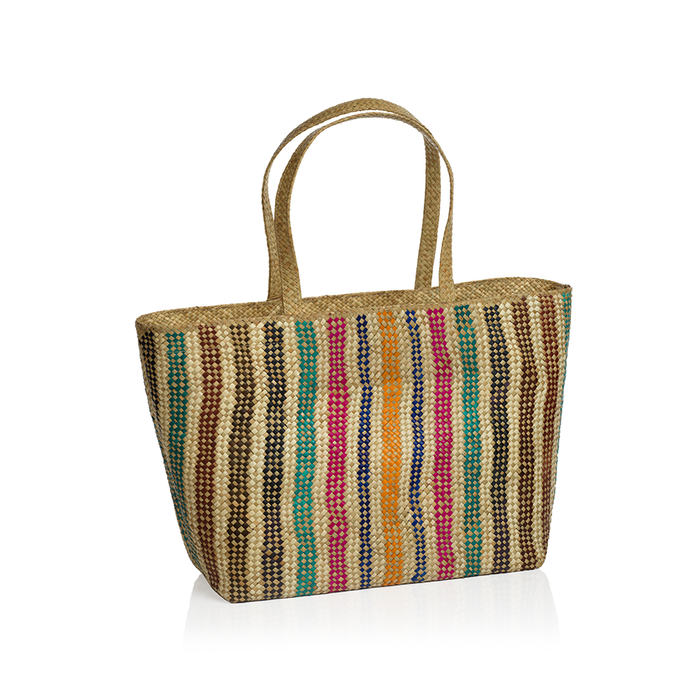 Mia Beach Tote Bag With Handles - Vertical Rainbow