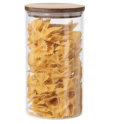 Oggi Glass Canister With Wood Lid