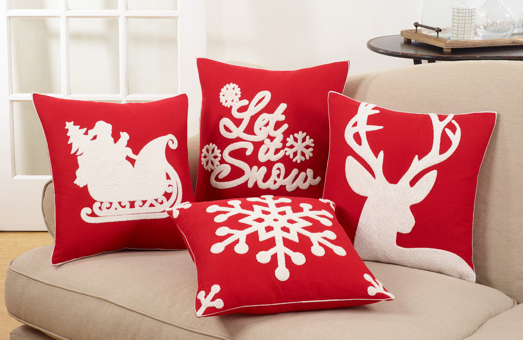 Santa's Sleigh Red Down Pillow