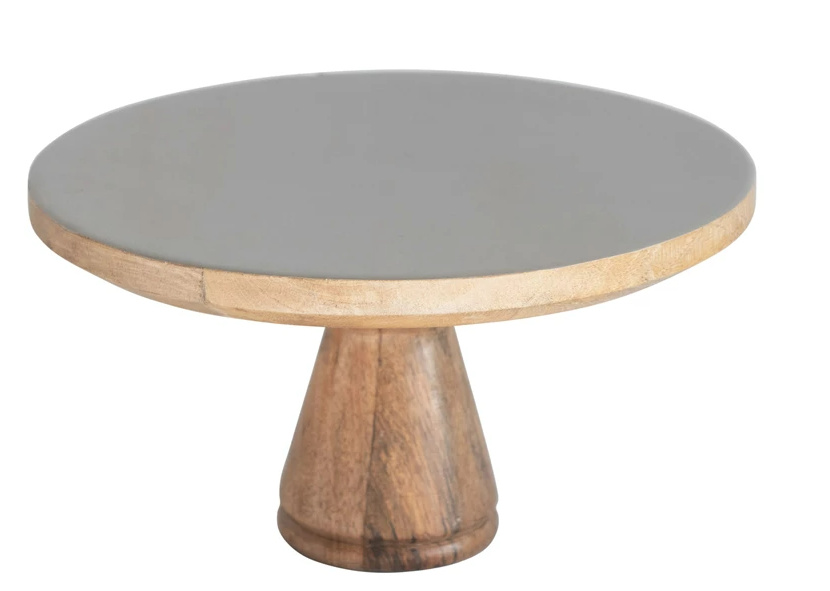 Round Enameled Mango Wood Pedestal